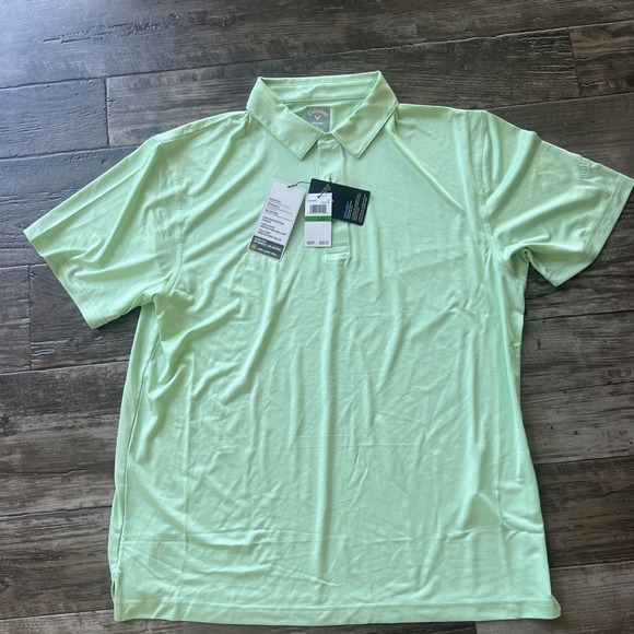 Callaway Golf Polo Shirt Mens Size Large Green White Stripe Dry Performance NWT - Picture 2 of 8
